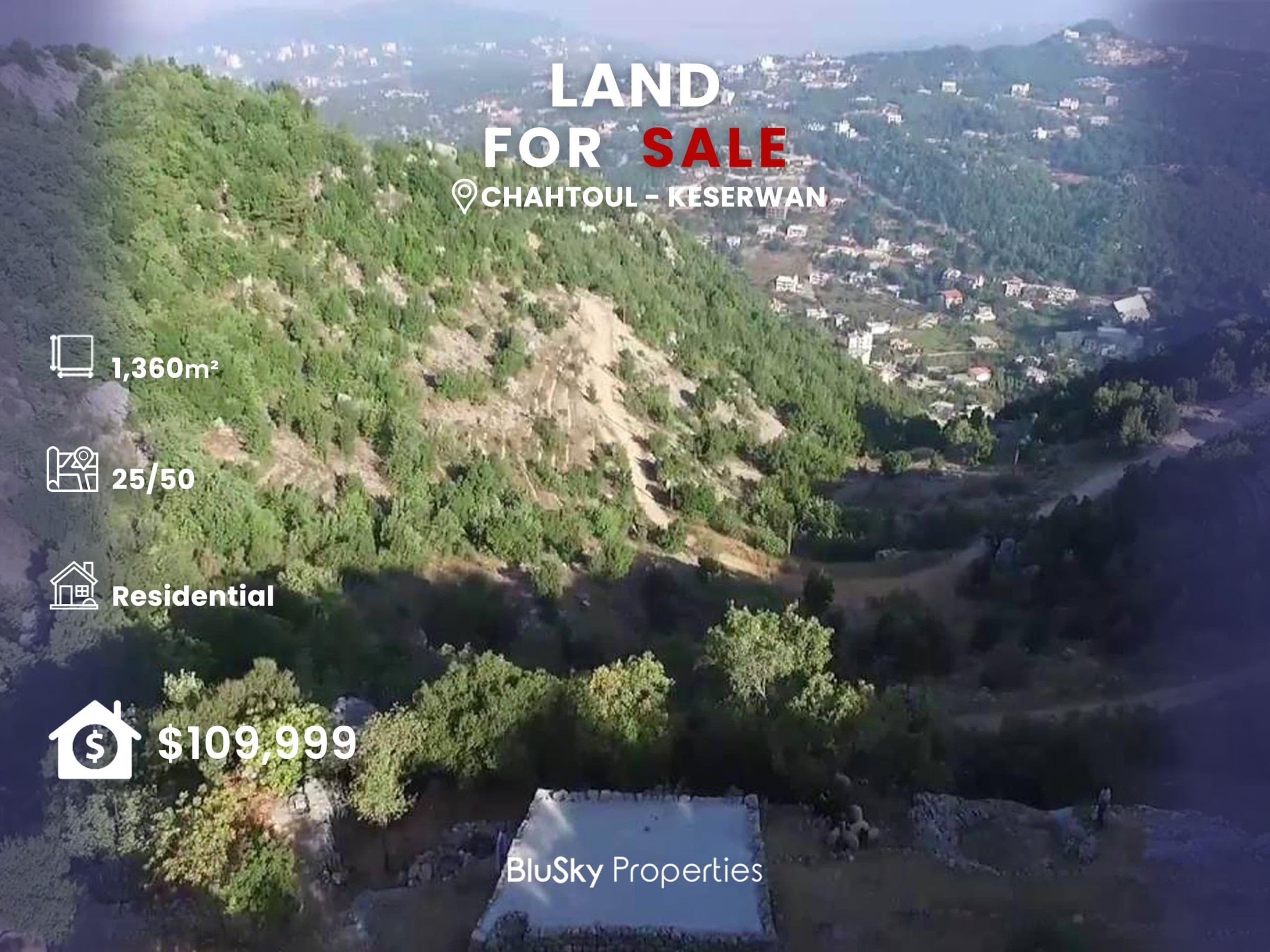  Land 1,360m² For SALE In Chahtoul #CA 